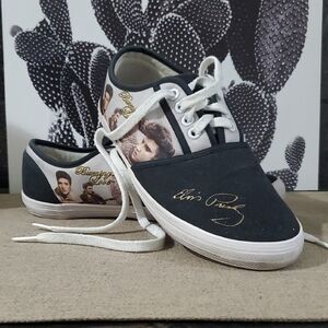 Elvis Presley Black and White Sneakers King Of Rock